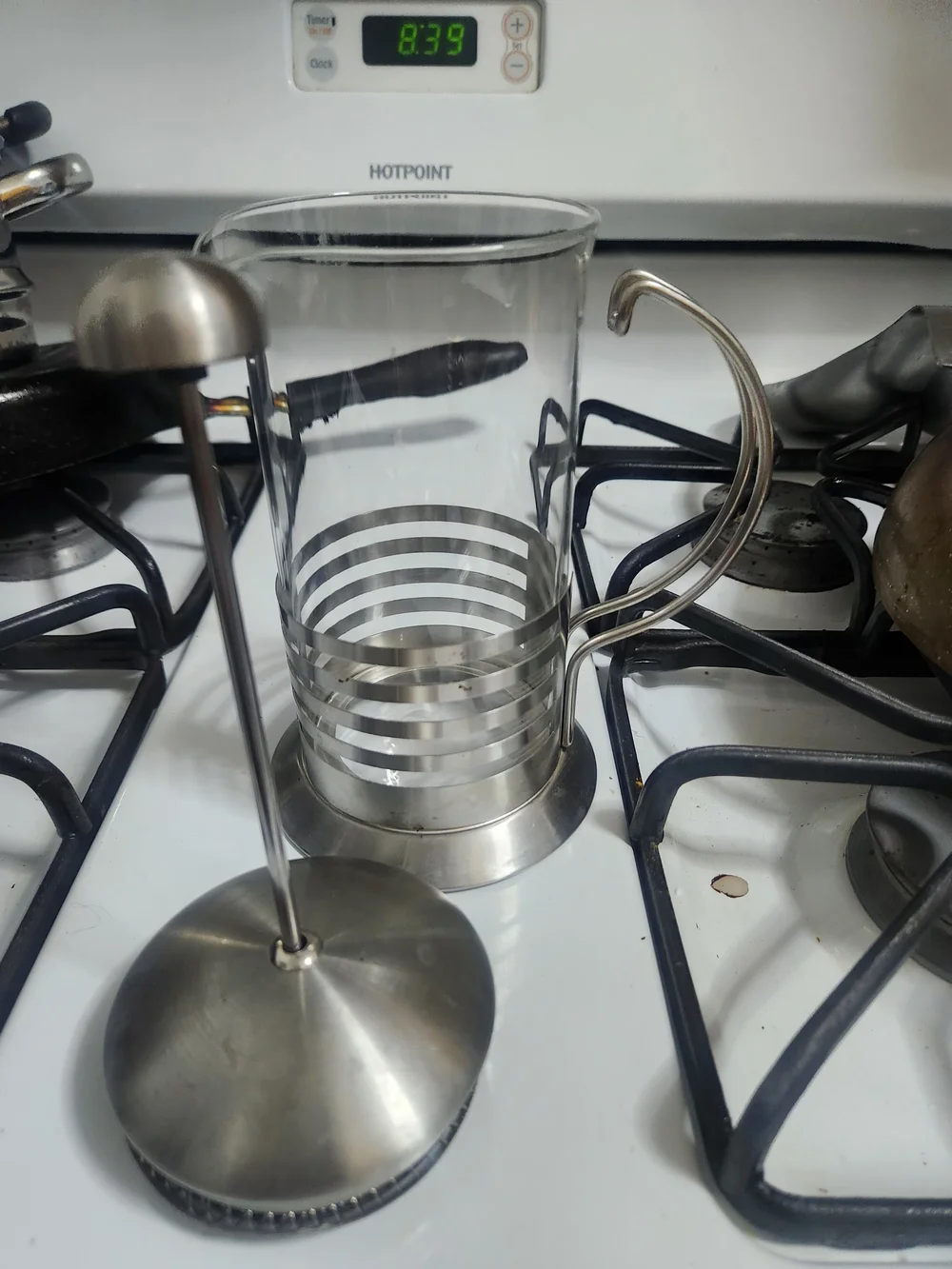 Brushed Silver French Press Coffee Maker - Stainless Steel & Glass